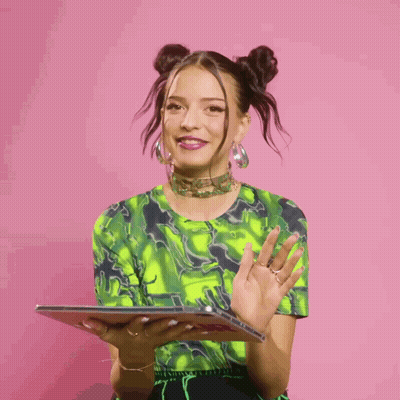 Woman In Green Shirt Holding Laptop And Smiling GIF
