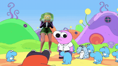 Woman In Green Shorts And Black Shirt GIF