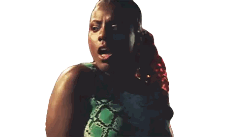 Woman In Green Snakeskin Dress Surprised Sticker