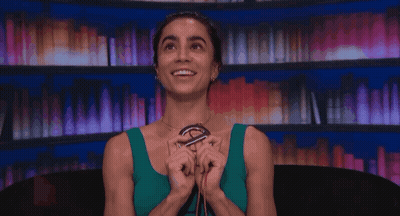 Woman In Green Tank Top Named Morgan GIF