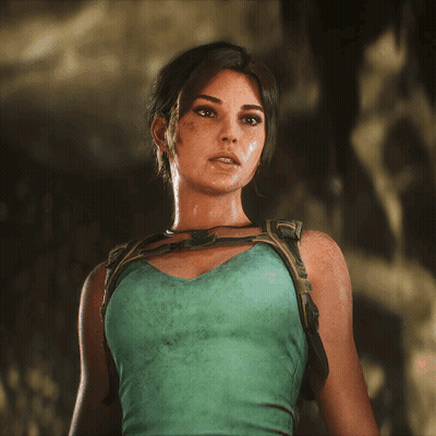 Woman In Green Tank Top With Backpack Looking At Camera GIF