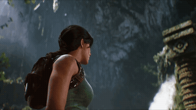 Woman In Green Tank Top With Backpack GIF