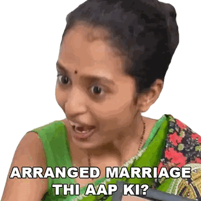 Woman In Green Top Says Arranged Marriage Sticker