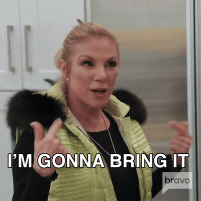 Woman In Green Vest Says Gonna Bring It Bravo GIF