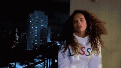 Woman In Guess Sweatshirt GIF