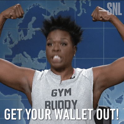 Woman In Gym Buddy Shirt Flexing Arms GIF