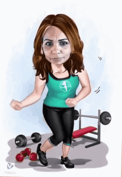 Woman In Gym With Dumbbells And Bench GIF