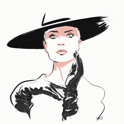 Woman In Hat And Gloves HB GIF