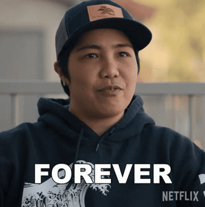 Woman In Hat And Hoodie Saying Forever Netflix Poster GIF
