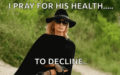 Woman In Hat And Sunglasses Says I Pray For His Health To Decline GIF