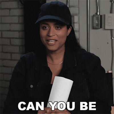 Woman In Hat Holding Paper Says Can You Be GIF