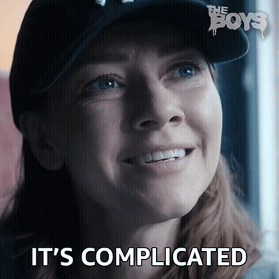 Woman In Hat Saying It's Complicated GIF