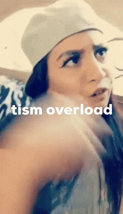 Woman In Hat Saying Tism Overload GIF