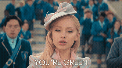 Woman In Hat Stands Before Crowd Saying You're Green GIF