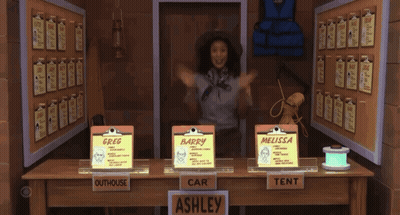 Woman In Hat With Greg Barry And Melissa Signs GIF