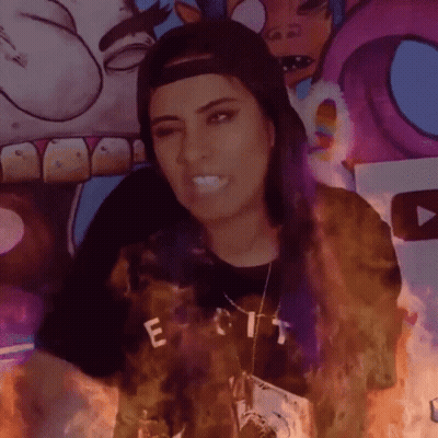 Woman In Hat With T-Shirt Saying Exit Is On Fire GIF