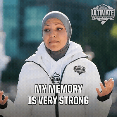 Woman In Head Scarf And White Jacket Says My Memory Is Very Strong GIF