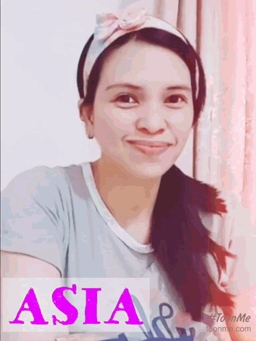 Woman In Headband And Asia T-Shirt GIF