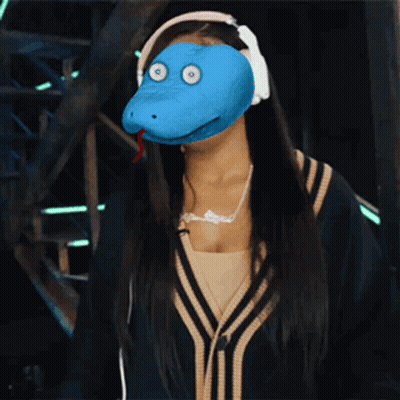 Woman In Headphones And Blue Snake Mask Says I'm Ready You Ready GIF