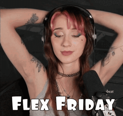 Woman In Headphones And Choker Flex Friday GIF