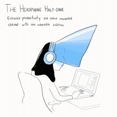 Woman In Headphones And Half Cone Hat GIF
