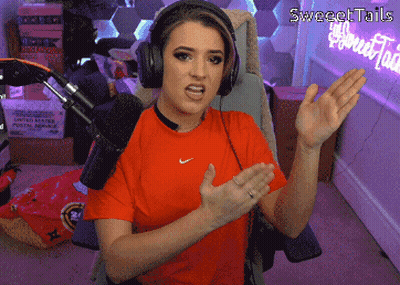 Woman In Headphones And Red Shirt Sweettails GIF