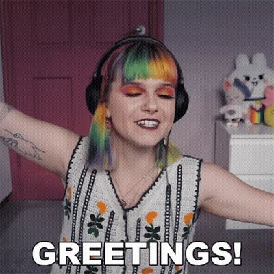 Woman In Headphones And Sweater Says Greetings GIF