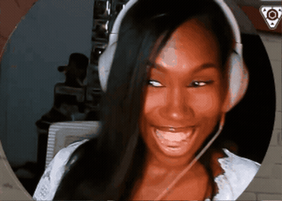 Woman In Headphones Smiling In Circle GIF