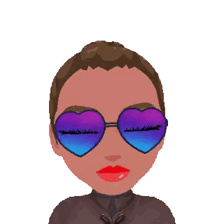 Woman In Heart Sunglasses With Closed Eyes And Red Lips Sticker