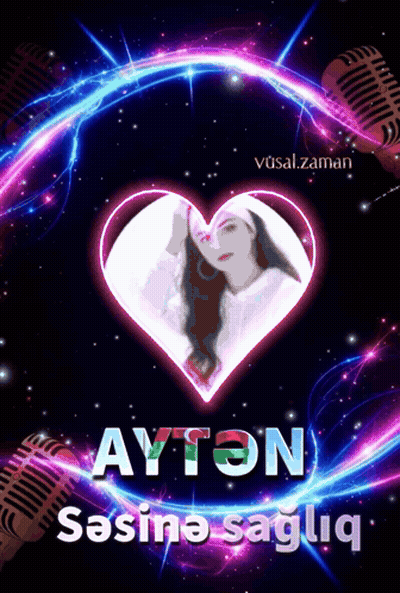 Woman In Heart Surrounded By Microphones GIF