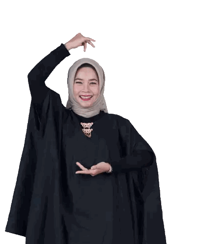 Woman In Hijab And Black Cape Making Peace Sign Sticker