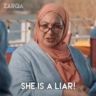 Woman In Hijab And Glasses Says She Is A Liar GIF
