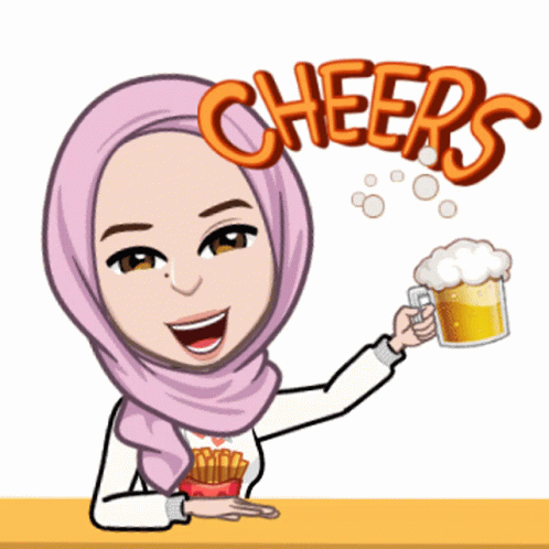 Woman In Hijab Holding Beer Mug Cheering GIF