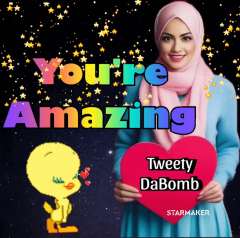 Woman In Hijab Holding Heart With Tweety Dabomb GIF