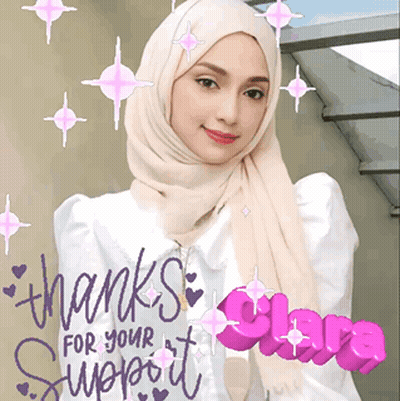 Woman In Hijab Standing In Front Of Thanks For Your Support Sign GIF