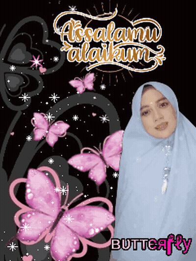 Woman In Hijab With Butterflies Assalamu Alaikum GIF