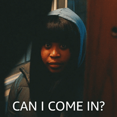 Woman In Hooded Jacket Asking To Come In GIF