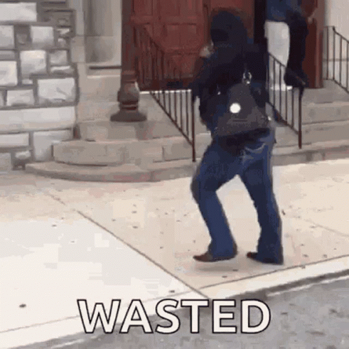 Woman In Hooded Jacket Walking On Sidewalk With Wasted GIF