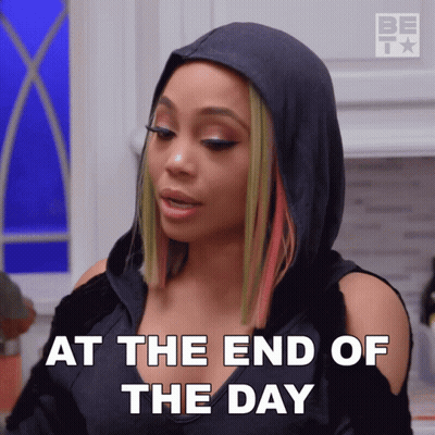 Woman In Hooded Top Says At The End Of The Day GIF