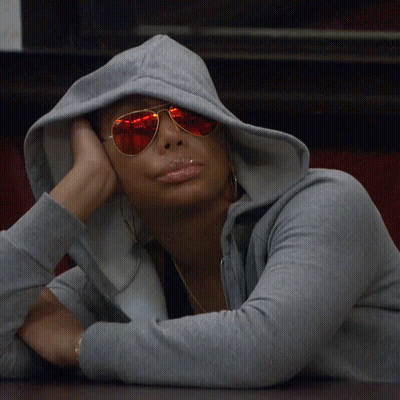 Woman In Hoodie And Red Sunglasses GIF