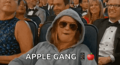 Woman In Hoodie And Sunglasses In Crowd Apple Gang GIF