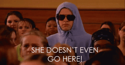 Woman In Hoodie And Sunglasses Saying She Doesn't Even Go Here GIF