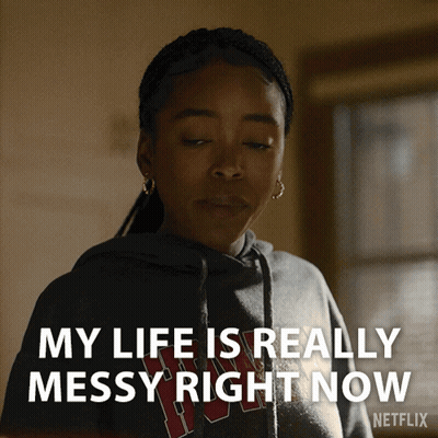 Woman In Hoodie Saying My Life Is Messy GIF