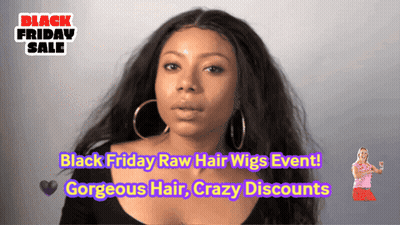 Woman In Hoop Earrings In Front Of Black Friday Sale Banner GIF