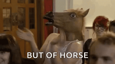 Woman In Horse Mask In Crowd GIF