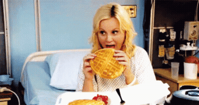 Woman In Hospital Bed Eating Waffles GIF