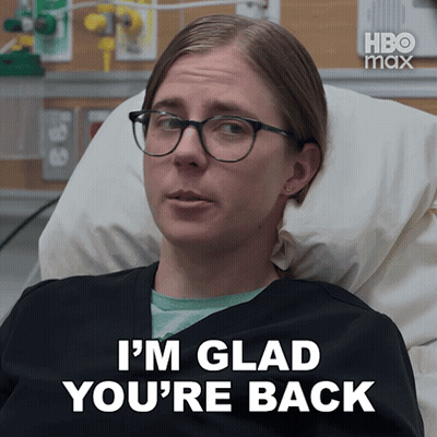 Woman In Hospital Bed Saying I'm Glad You're Back GIF