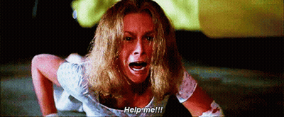 Woman In Hospital Gown Crawling And Screaming For Help GIF
