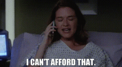 Woman In Hospital Gown Saying I Can't Afford That GIF