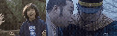 Woman In Jesus Hoodie Next To Man In Hat GIF
